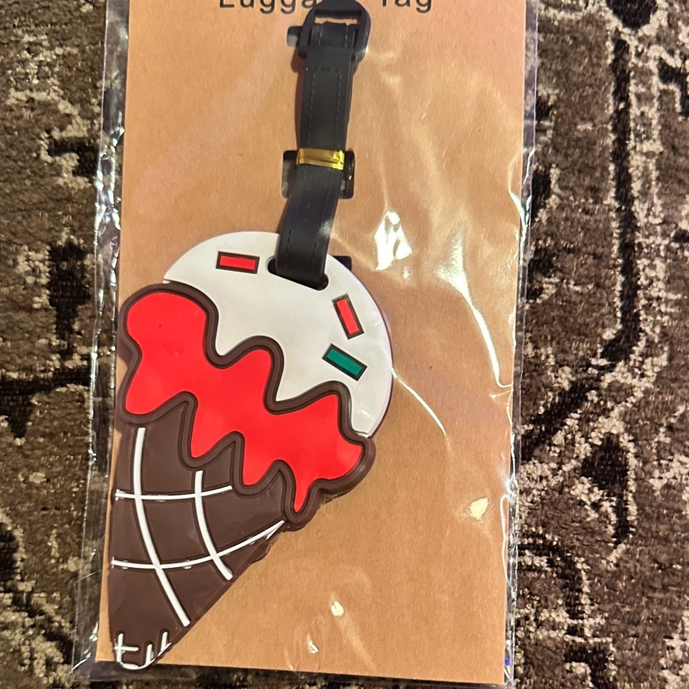 Unlisted Ice Cream Cone Luggage Tag - Red, White, Brown